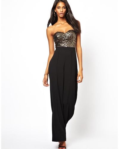 Lipsy Jumpsuit with Sequin Bust - Black