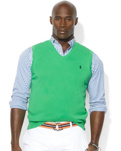 Ralph Lauren Vneck Pima Cotton Sweater Vest - Green