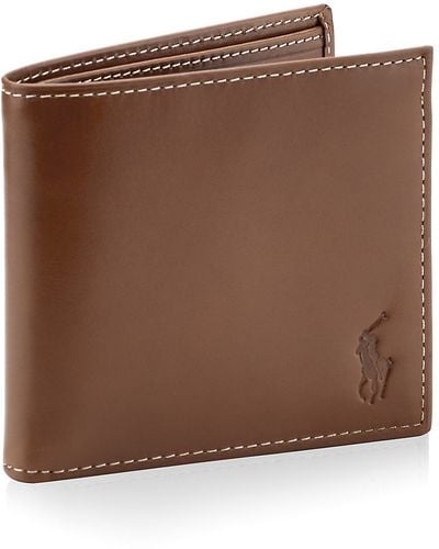 Polo Ralph Lauren Burnished Leather Billfold Wallet - Brown