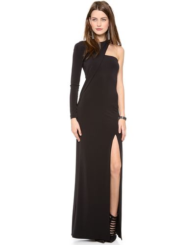 Cut25 by Yigal Azrouël One Shoulder Long Sleeve Gown - Black
