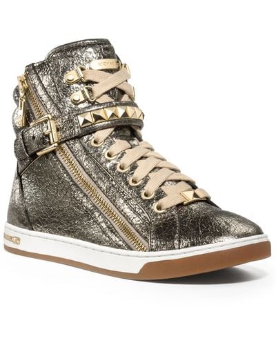 Michael Kors Michael Glam Studded High Top Sneakers - Metallic