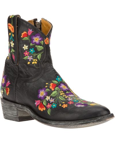 Mexicana Embroidered Floral Ankle Boot - Black