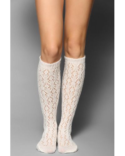 Urban Outfitters Butter Cup Pointelle Knee High Sock - Natural