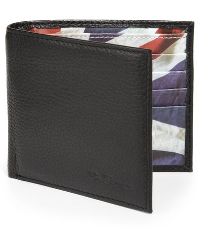 Ben Sherman Union Jack Bifold Leather Wallet - Black