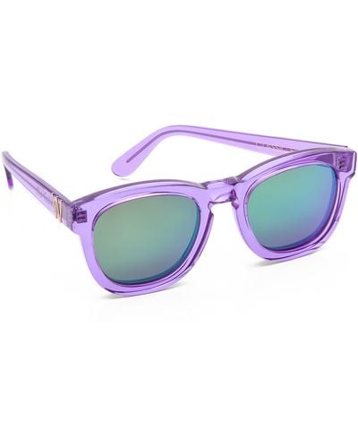 Wildfox Classic Fox Deluxe Sunglasses - Purple/Green Mirror