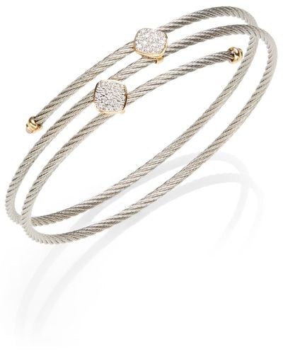 Charriol Diamond 18k Yellow Gold Spiral Cable Bracelet - Metallic