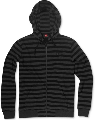 Quiksilver Venson Zip Front Stripe Hoodie - Black