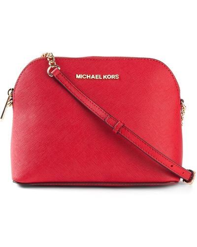 Michael Kors Cindy Large Calf-Leather Cross-Body Bag - Red