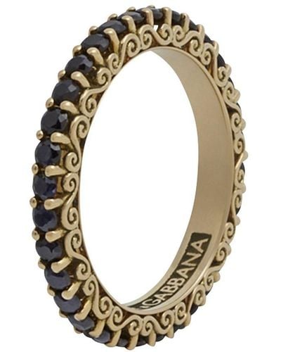 Dolce & Gabbana Sicily Ring In Yellow Gold And Black Sapphires - Metallic
