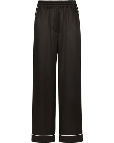 Dolce & Gabbana Pantalon de pyjama en soie - Noir