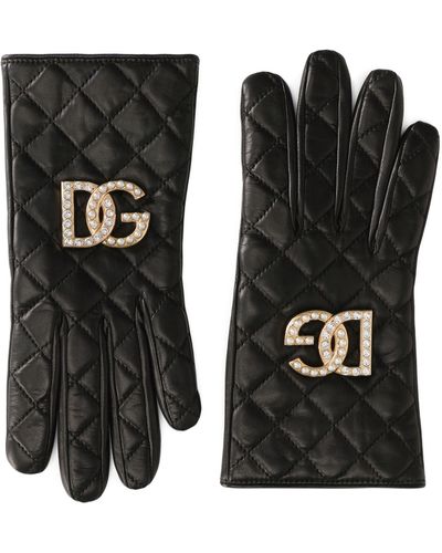 Dolce & Gabbana Gants en cuir nappa matelassé - Noir