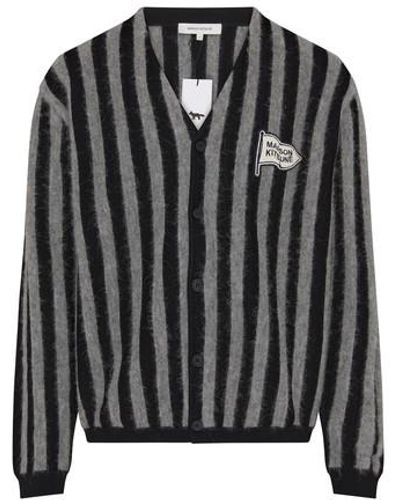Maison Kitsuné Striped Comfort Cardigan - Black