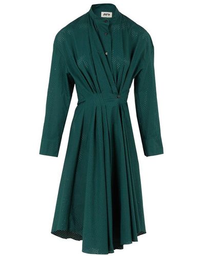 Maison Rabih Kayrouz Punched Poplin Fitted Dress - Green