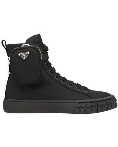 Prada Wheel Re-nylon Gabardine High-top Trainers - Black