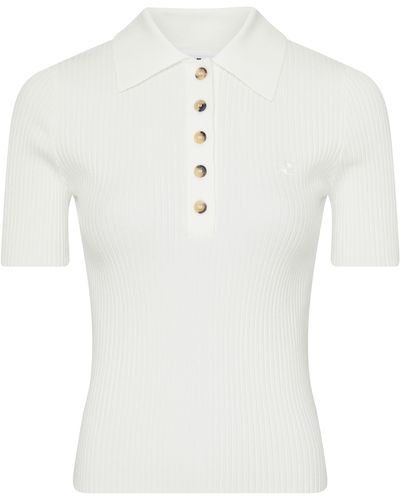 Courreges Rippstrick-Poloshirt Signature - Weiß