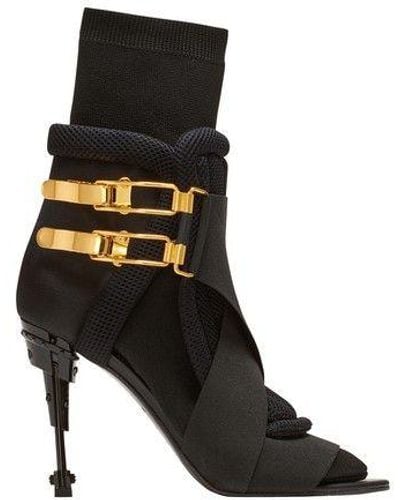 Balmain Mecano Knit Ankle Boots - Black