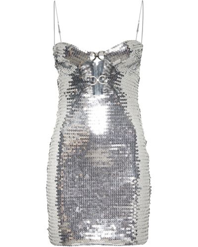 Nensi Dojaka Kurzes Kleid mit doppeltem Metallring - Grau