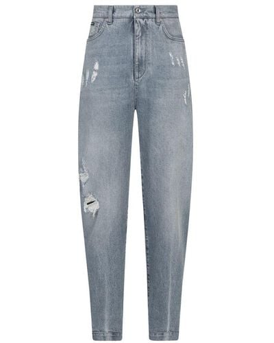 Dolce & Gabbana Boyfriend Jeans With Rips - Blue