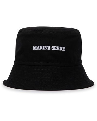 Marine Serre Bucket Hat aus Canvas - Schwarz