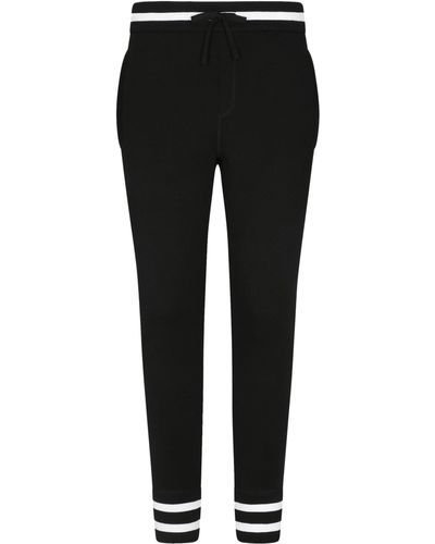 Dolce & Gabbana Pantalon de jogging en laine brodée - Noir