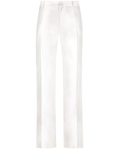 Dolce & Gabbana Silk Shantung Trousers - White