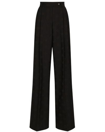 Dolce & Gabbana Flared Wool Jacquard Trousers - Black