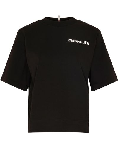 3 MONCLER GRENOBLE Kurzarm-T-Shirt mit Logo - Schwarz