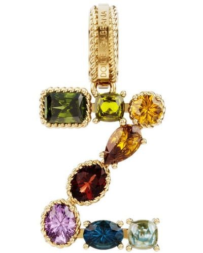 Dolce & Gabbana Rainbow Alphabet Z 18 Kt Yellow Gold Charm With Multicolour Fine Gems - White