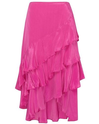 FARM Rio Marrocaine Ruffle Midi Skirt - Pink