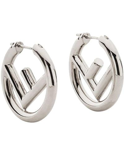 Fendi F-logo Large Hoop Earrings - Metallic