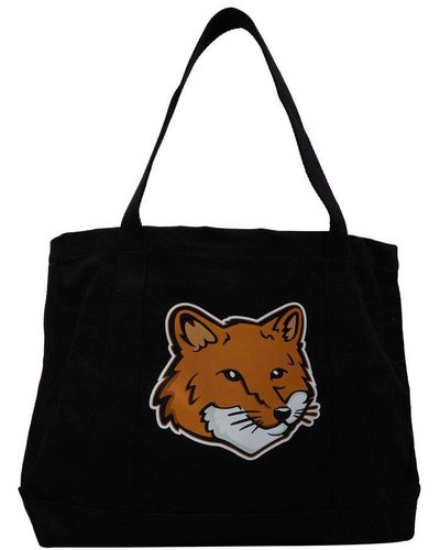 Maison Kitsuné Fox Head Tote Bag - Black