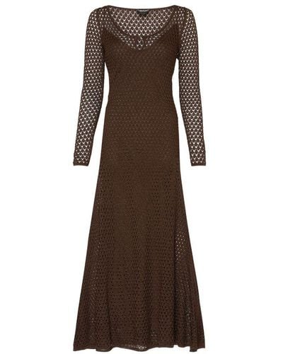 Tom Ford Openwork Neck Maxi Dress - Brown