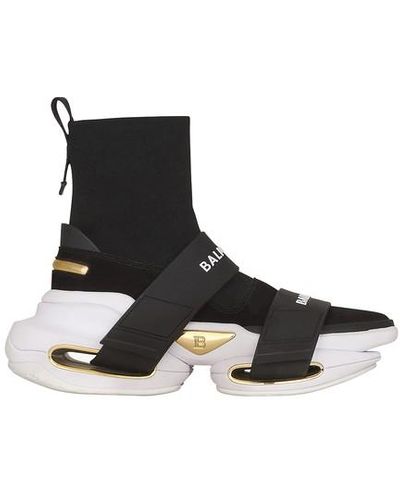 Balmain B-bold High-top Sneakers With Straps - Black