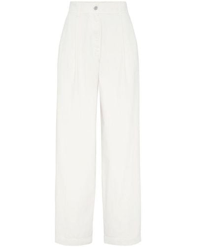 Brunello Cucinelli Loose Sartorial Trousers - White