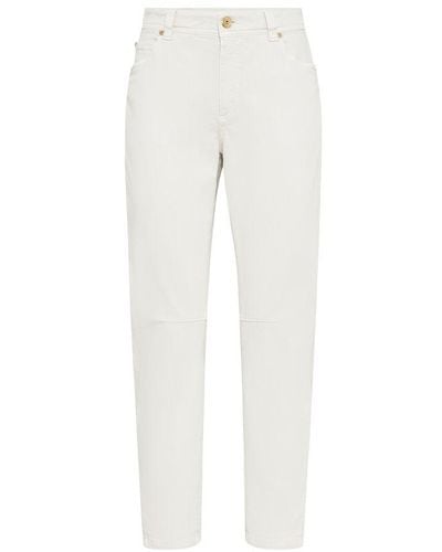 Brunello Cucinelli Slim Tapered Pants - White