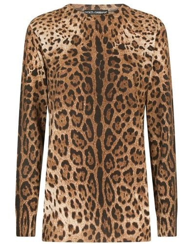 Dolce & Gabbana Leopard-print Cashmere Sweater - Brown