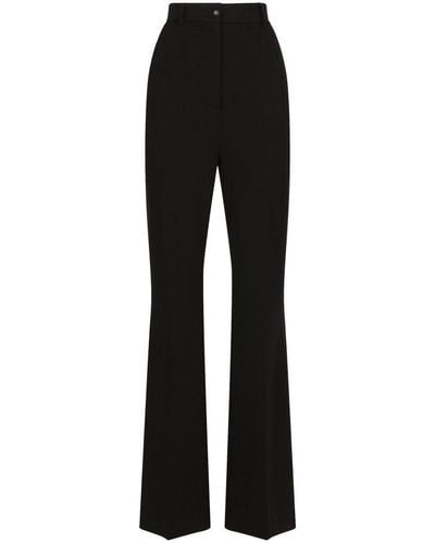 Dolce & Gabbana Flared Jersey Milano Rib Pants - Black