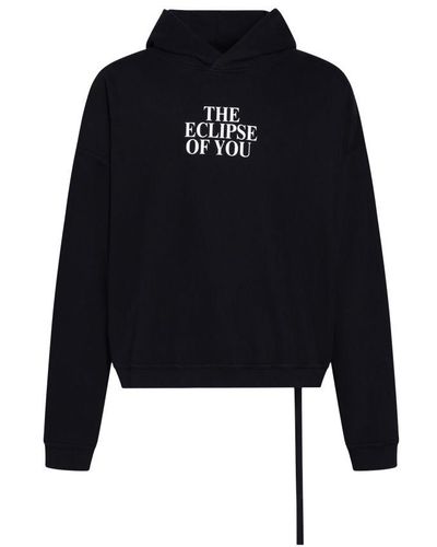 Ann Demeulemeester Achim Cropped Comfort Hoody Eclipse Of You Print - Black