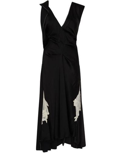 Victoria Beckham Draped Lace Midi Dress - Black