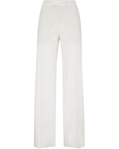 Brunello Cucinelli Pantalon Loose Flared - Blanc