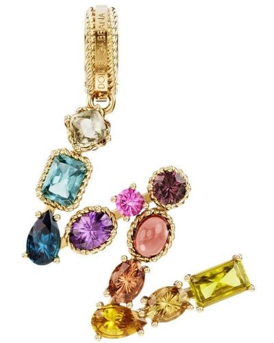 Dolce & Gabbana Rainbow Alphabet W 18 Kt Yellow Gold Charm With Multicolor Fine Gems - Metallic