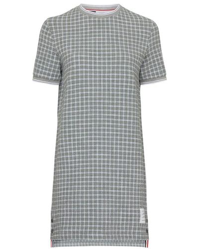 Thom Browne Short-sleeved Round-neck Mini-dress - Grey