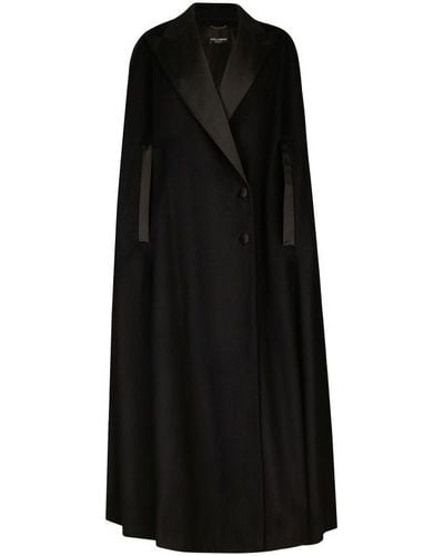 Dolce & Gabbana Single-Breasted Wool And Cashmere Cape - Black