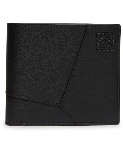 Loewe Puzzle aufklappbares Portemonnaie aus Leder mit Logoprägung - Schwarz