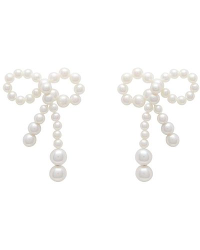 Sophie Bille Brahe Rosette De Perles Earrings - White