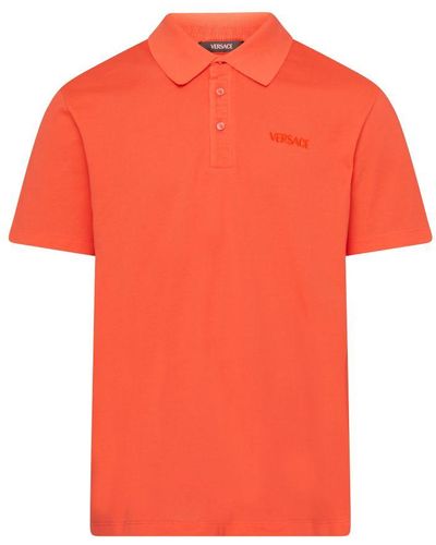 Versace Polo With Logo - Orange