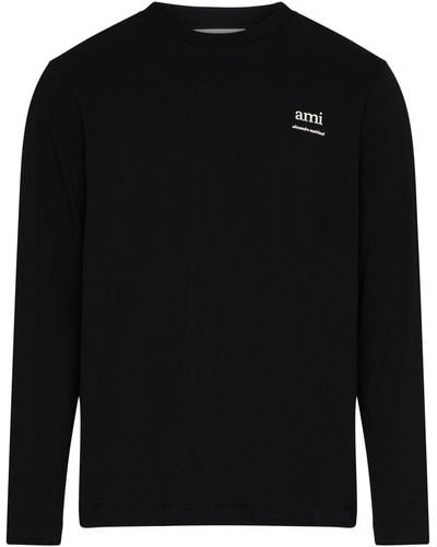 Ami Paris T-shirt avec logo à manches longues - Noir