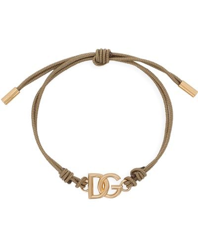 Dolce & Gabbana Bracelet avec cordon et logo DG - Métallisé
