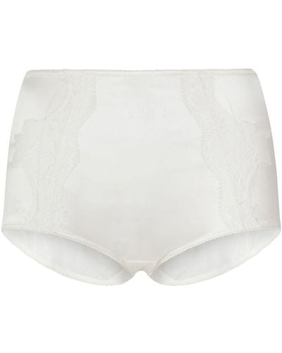 Dolce & Gabbana Satin High-Waisted Knickers With Lace Details - White