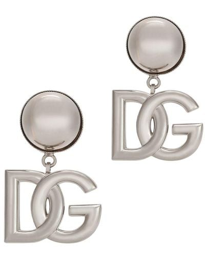 Dolce & Gabbana Clip-On Earrings With Dg Logo - Metallic